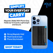 Magnetic Wallet with Phone Grip AquaVault Inc. AquaVault ChargeCard Flexsafe