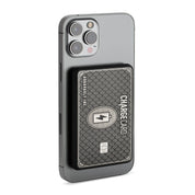 Close-up of a phone with AquaVault ChargeCard attached.