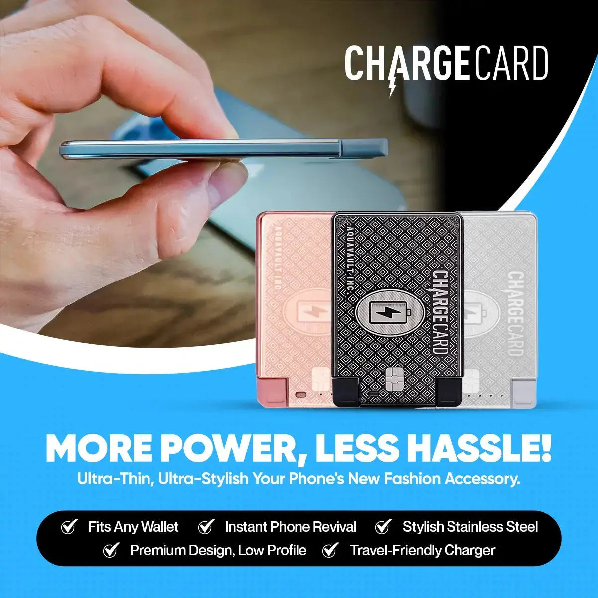 ChargeCard Credit Card Size Portable Charger AquaVault Inc