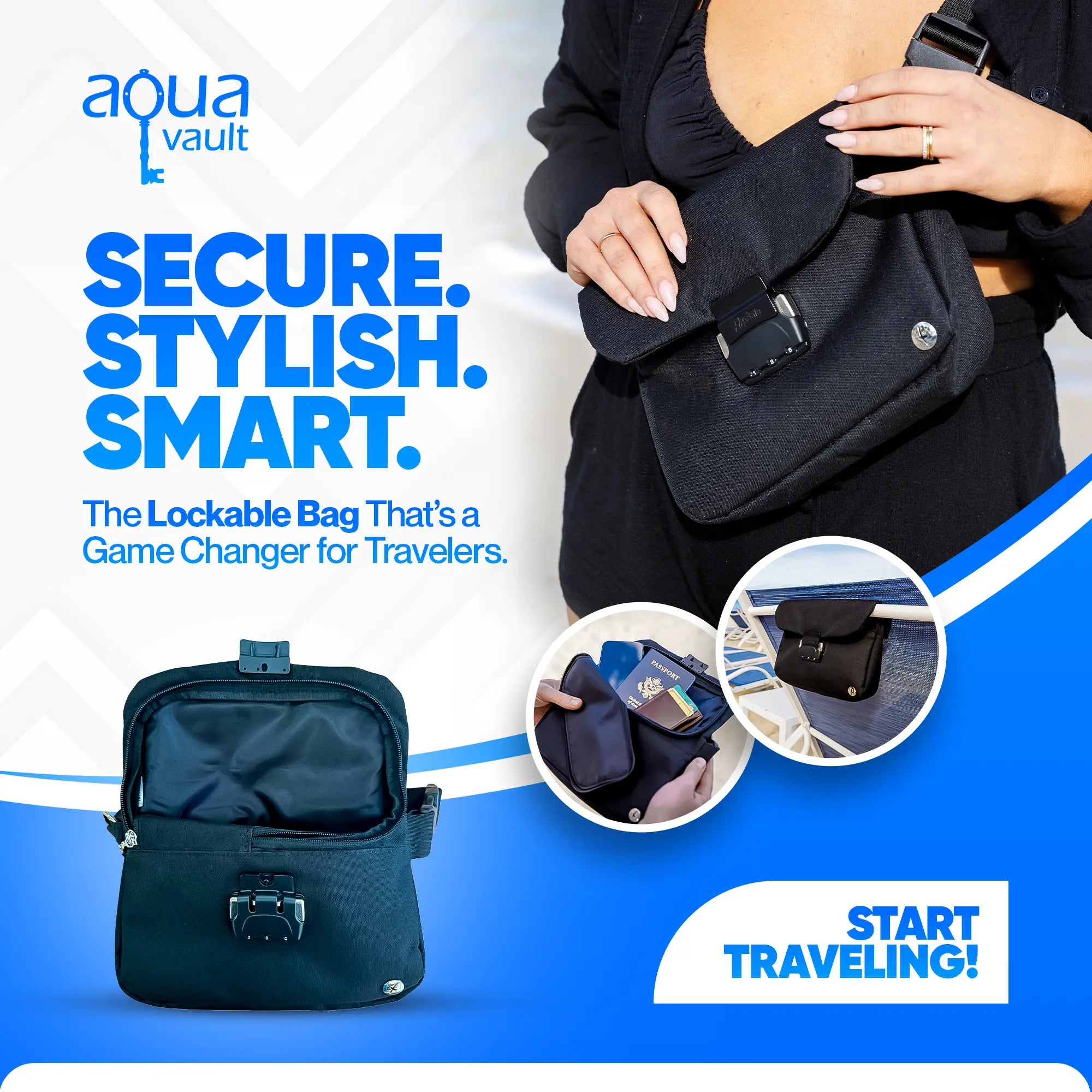 Lockable Crossbody Travel Bag - AquaVault Inc.