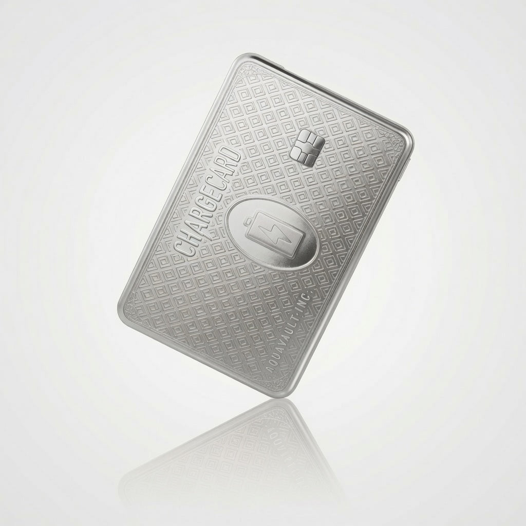 Silver card-shaped device with 'Chargemaster' branding on a white background