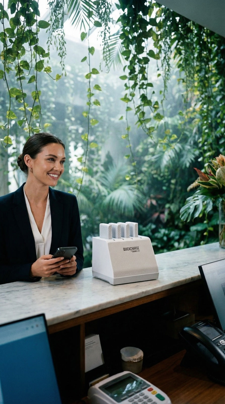 QuickCharge 4-Port Guest Charging Station – Portable Phone Charging Solution