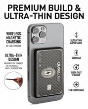 ChargeCard with ultra-thin design, 5000mAh, and wireless charging features.